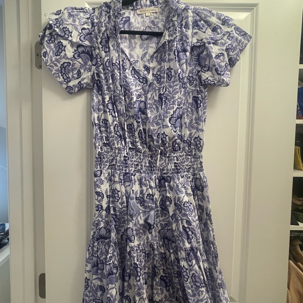 Floral Blue and White Dress